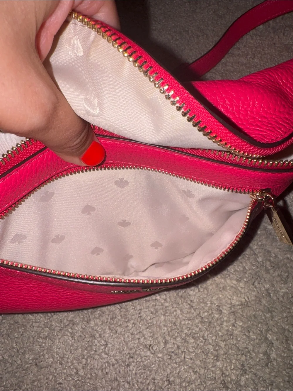 kate spade Hot Pink Pebble Leather Crossbody Belt Bag